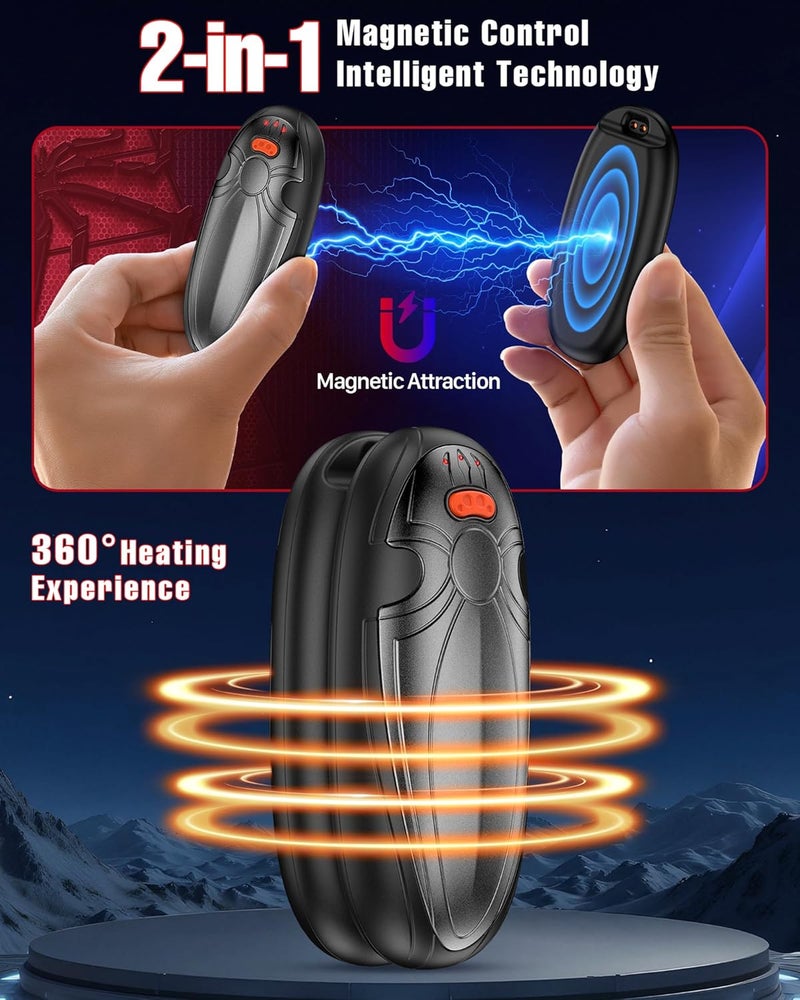 Tenvolti Hand Warmers Rechargerable 2 Pack - 14000mAh Electric AI Handwarmers with Charging Case, Magnetic 2 in 1 Pocket Heater, Gifts for Women/Men/Golf/Hunting/Travel/Camping Accessories - Image 4